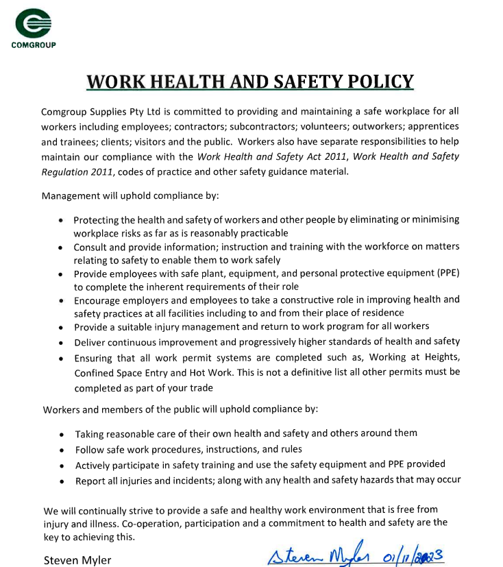 Work Health Safety Policy